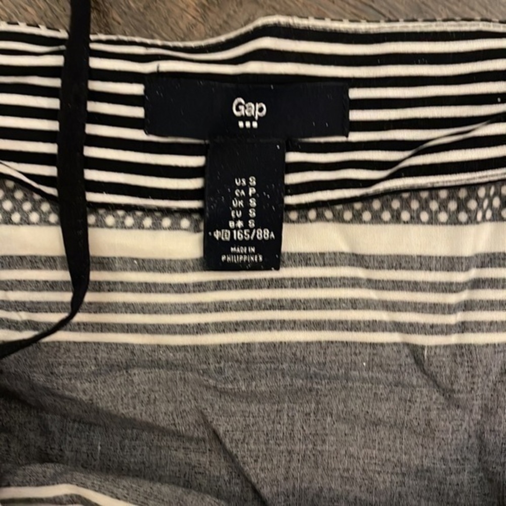 GAP Dress Navy Blue White Stripe Polka Dot Belt Size Small - Picture 4 of 4